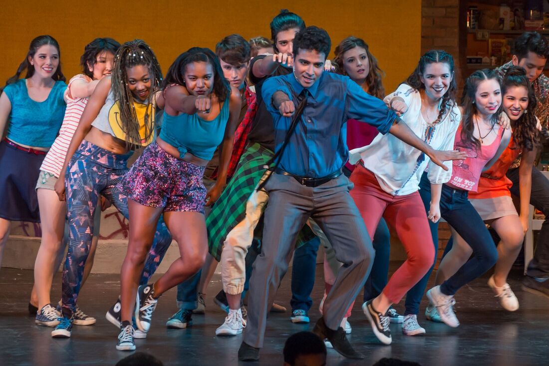 Picture of In the Heights cast members dancing onstage